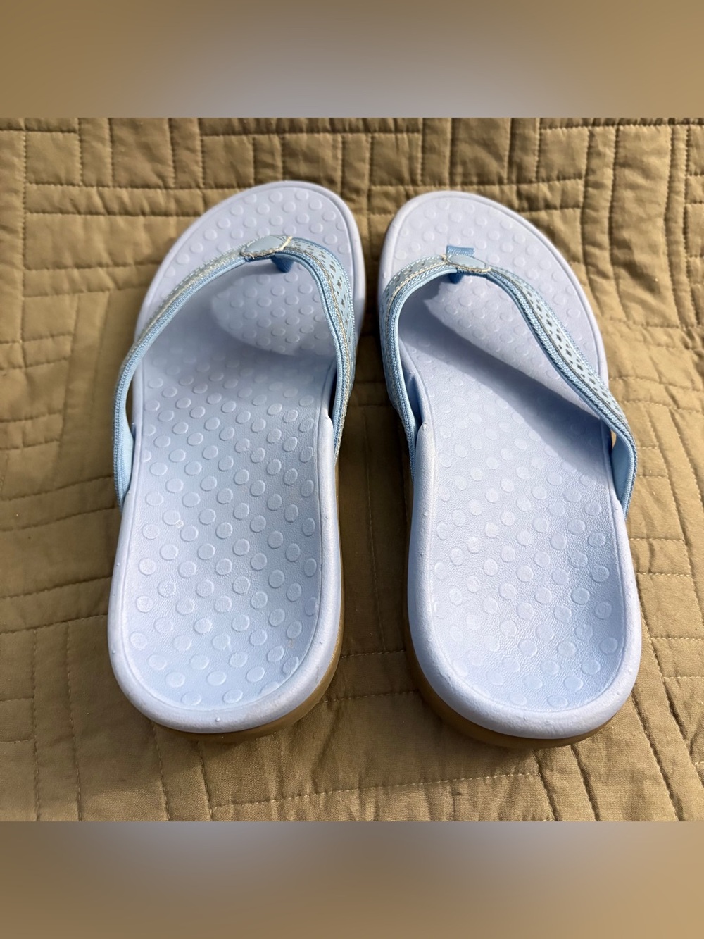 Vionic Tide Sally Leather Blue Flip Flop Sandals Shoes Women US 8 Orthotic New - Picture 3 of 13